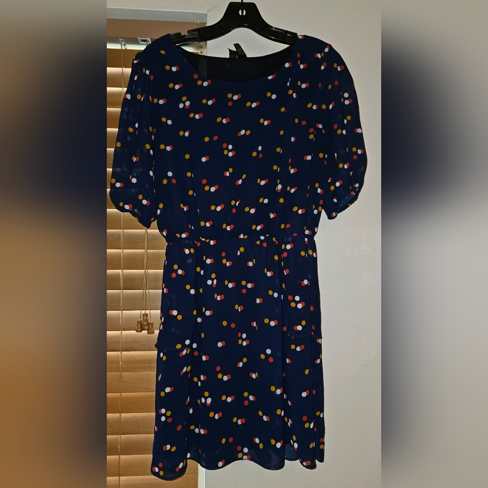 Fun & Flirt Blue Dress with Colorful Dots